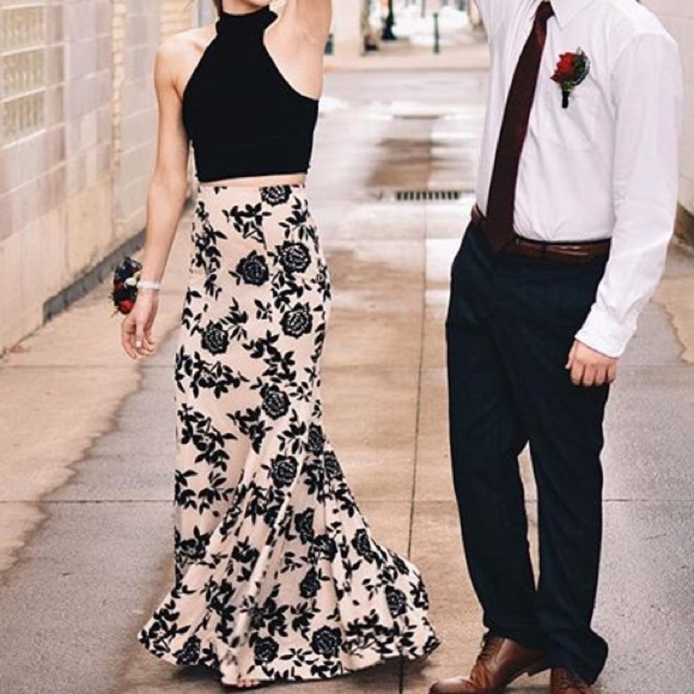 Two Piece Floral Bottoms Dress